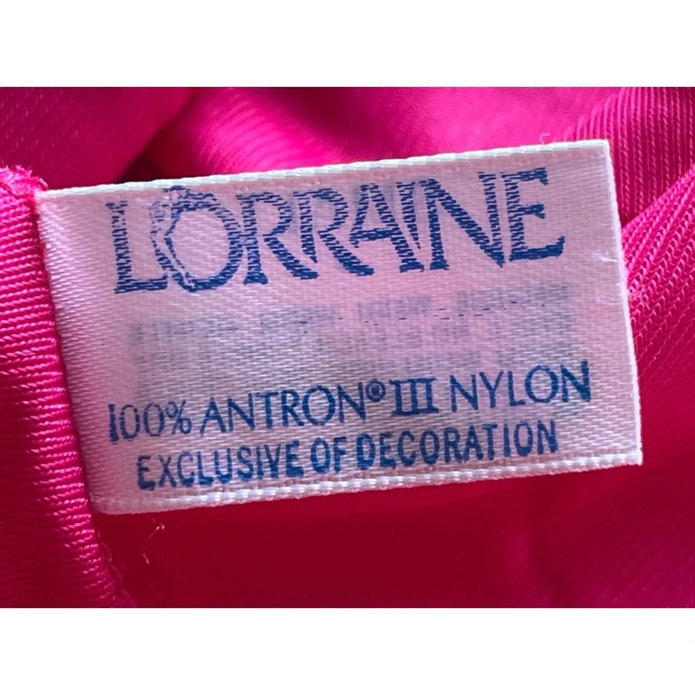 Vintage Lorraine Hot Pink Nylon Pajama Set Short Sleeve Button Front Small USA